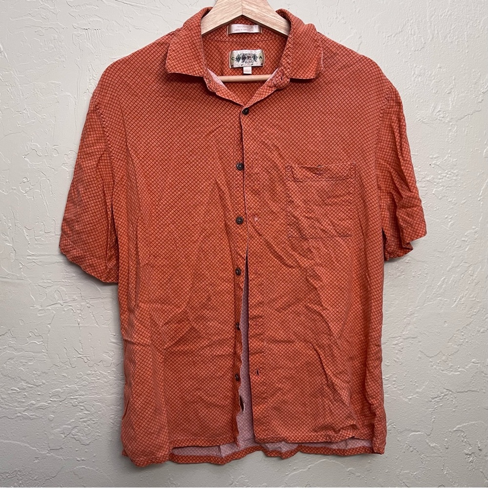 CAMPIA MODA ORANGE BUTTON-DOWN SHORT SLEEVE SHIRT SIZE L